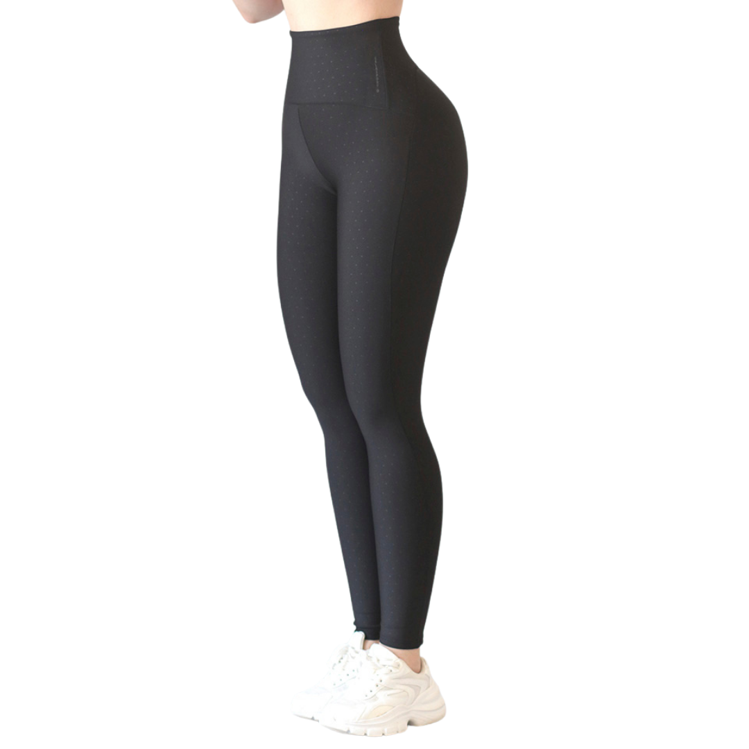 🔹 Leggings básico | Supplex Stretch, Relieves corazoncitos – negro