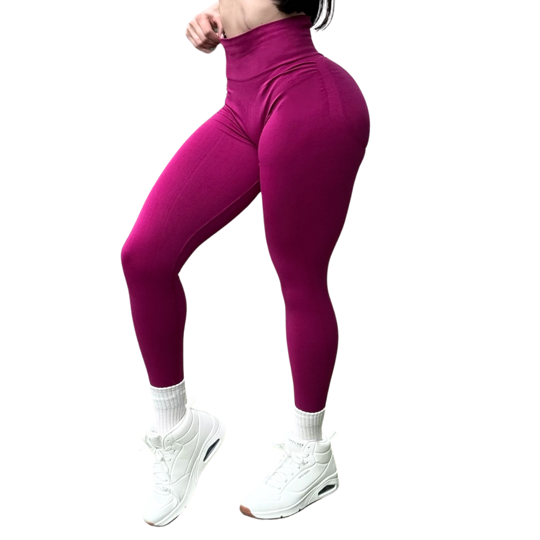 Leggings Deportivos Seamless de Compresión para Mujer Fitness: Glúteos Redondos, Vientre Plano y Cintura Definida | Push Up + Compresión Faja, Ultra Cómodos y Sin Costuras, Color Bugambilia | Adriana Olimpo