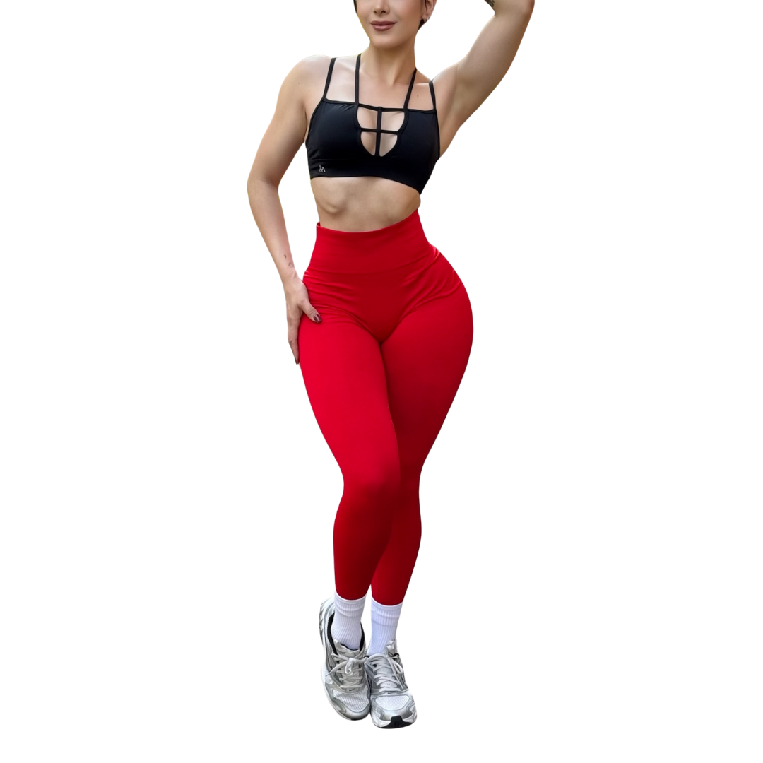 Leggings Burbuja + Push Up | Seamless Compresión - Rojo