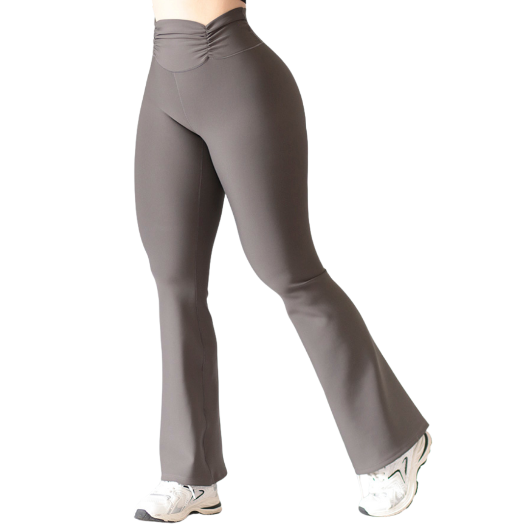 Leggings Deportivos para Mujer Fitness: Efecto Básico, Cintura Alta Plizado, Textil Lycra Transpirable con Acabado Liso, Color Gris | Adriana Olimpo