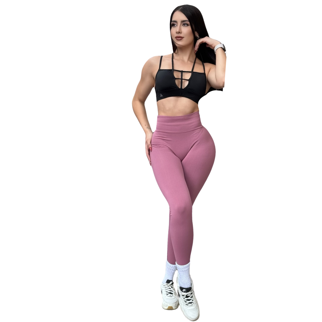 Leggings Burbuja + Push Up | Seamless Compresión - Rosa Malva