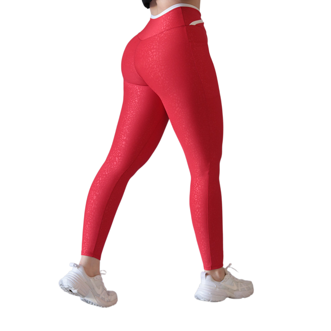 Leggings básico | Supplex Stretch, Relieves Print – Roja