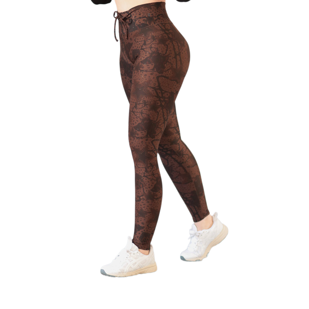 Leggings push up | Supplex Stretch, Liso Mariposas – Café