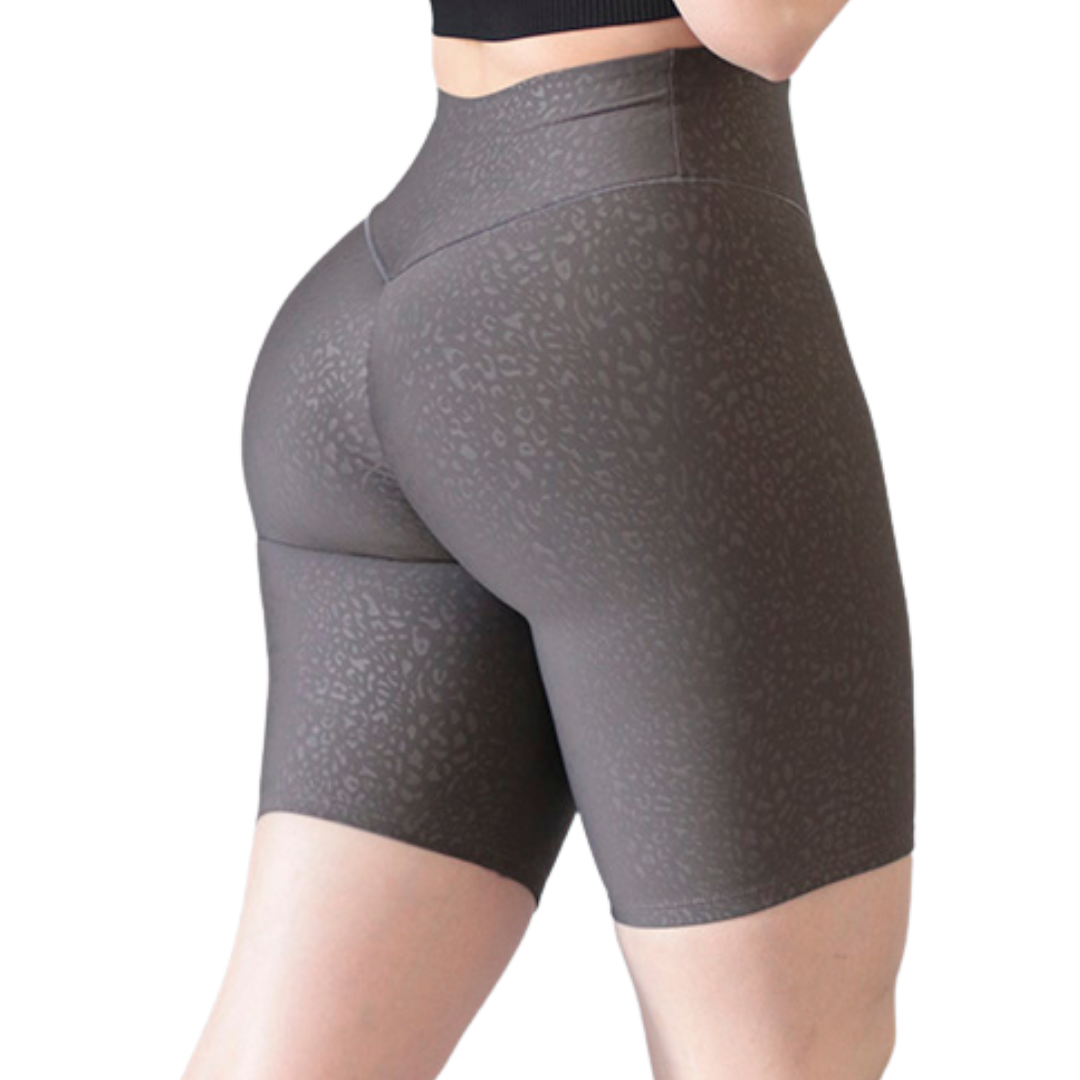 Biker Deportivos para Mujer Fitness: Efecto Push Up, Cintura Alta, Textil Lycra Transpirable con Relieves Print, Color Gris | Adriana Olimpo