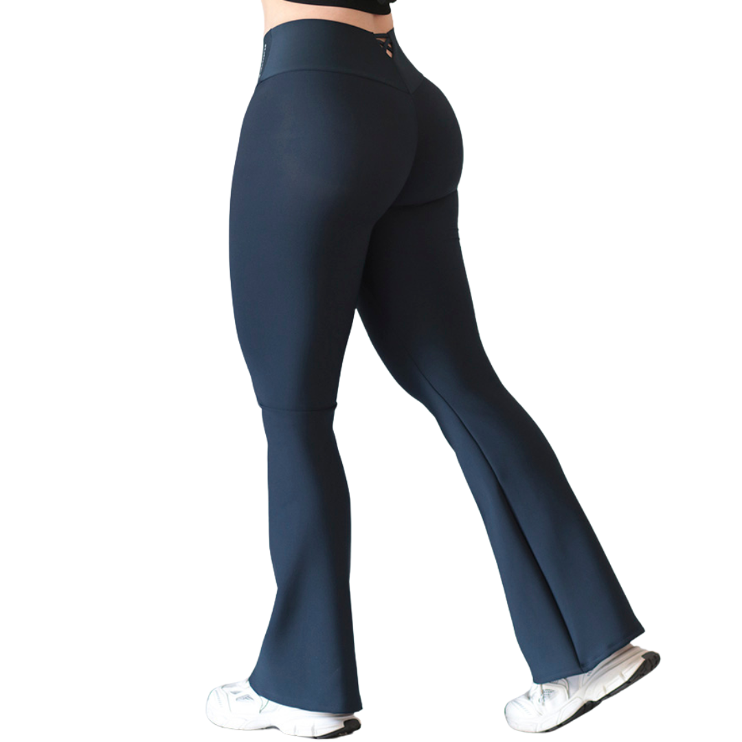 Leggings Deportivos para Mujer Fitness: Efecto Push Up, Cintura Alta, Textil Lycra Transpirable con Acabado Liso, Color Azul Media Noche | Adriana Olimpo