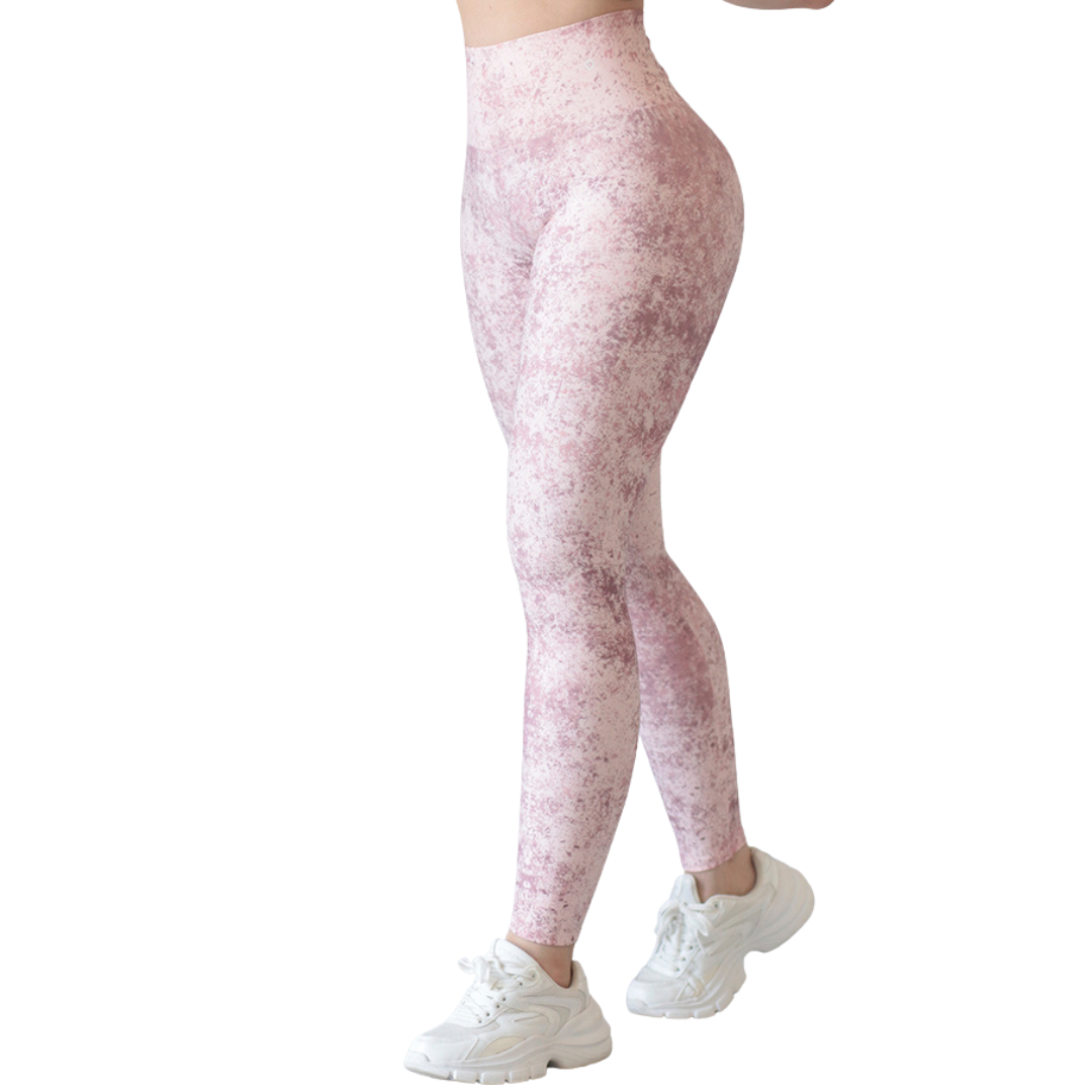 Leggings deportivos supplex para mujer, efecto push up con cintura alta, textil lycra transpirable con acabado liso rustico. Color salmón | Adriana Olimpo