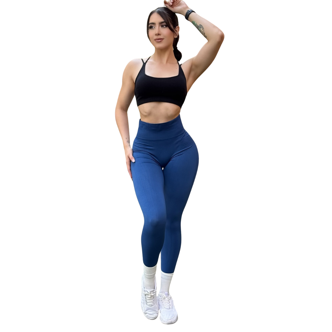 🔸 Leggings Burbuja + Push Up | Seamless Compresión - twilight blue