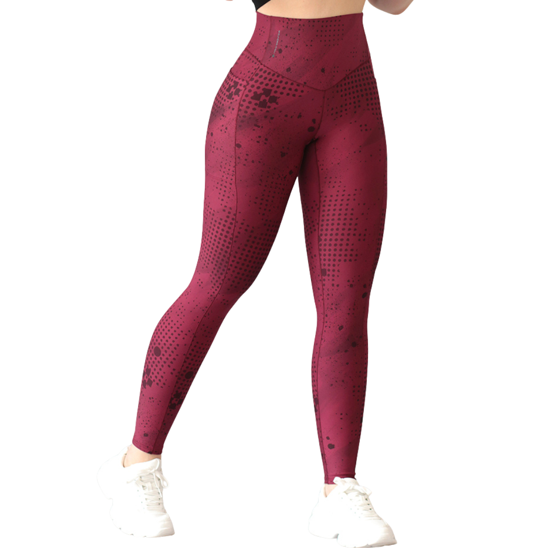 Leggings deportivos supplex para mujer, efecto básico con cintura alta, bolsillos laterales y textil lycra transpirable con acabado liso piedra. Color tinta | Adriana Olimpo