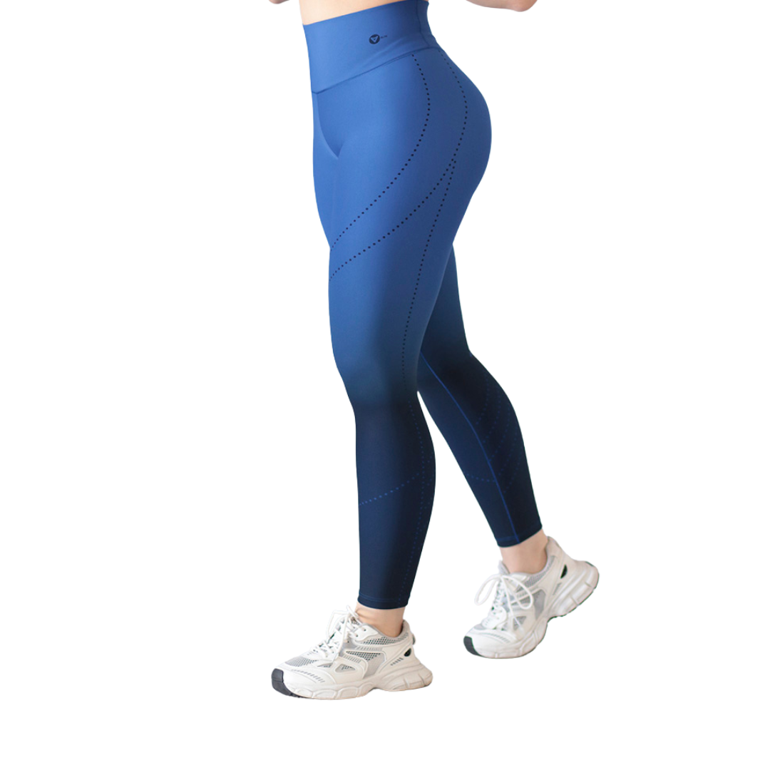 Leggings Deportivos Suplex para Mujer Fitness: Efecto Básico, Cintura Alta, Texti Lycra Transpirable con Acabado Liso, Color Azul Real Degradado | Adriana Olimpo