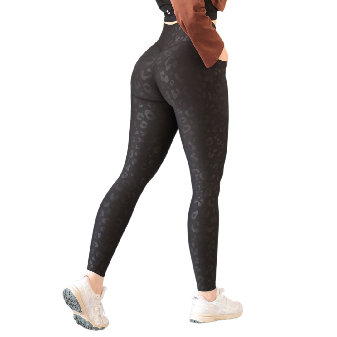 Leggings push up | Supplex Stretch, Relieves Leopardo – Negra