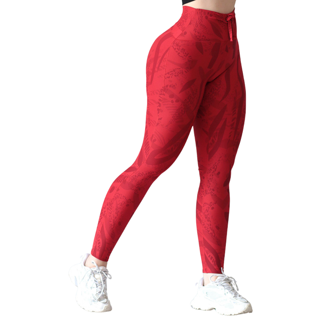 Leggings deportivos Suplex para mujer, efecto básico con cintura alta, textil lycra transpirable con acabado liso. Color rojo| Adriana Olimpo