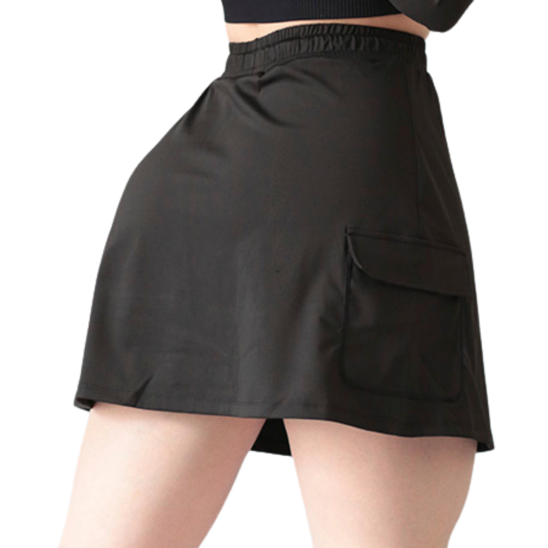 🔹 Falda short | Supplex Stretch, Liso – negro