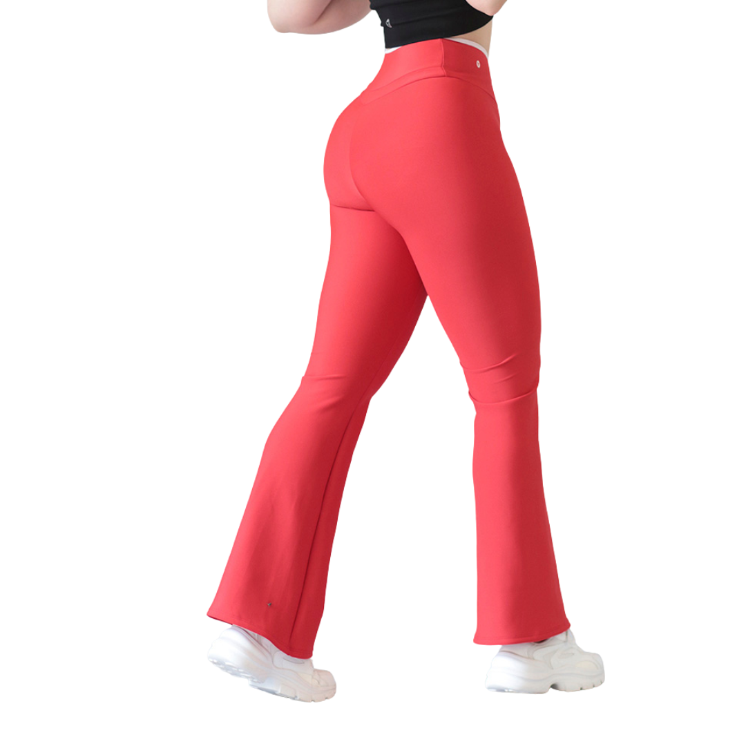 Leggings deportivos supplex para mujer, efecto básico con cintura alta, textil lycra transpirable con acabado liso. Color rojo | Adriana Olimpo