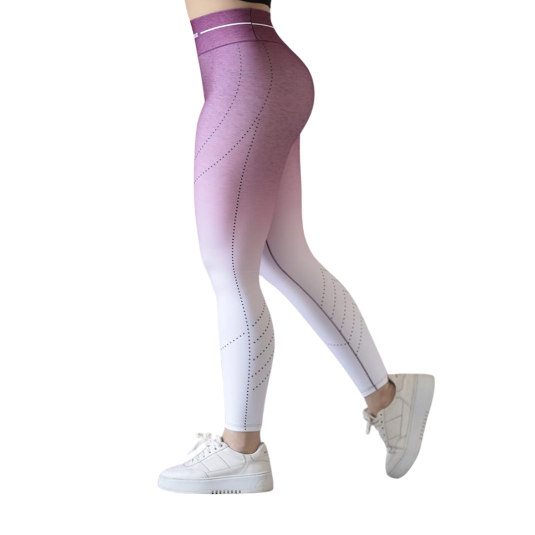 Leggings Deportivos para Mujer Fitness: Efecto Básico, Cintura Alta, Textil Lycra Transpirable con Acabado Liso Degradado, Moradito | Adriana Olimpo