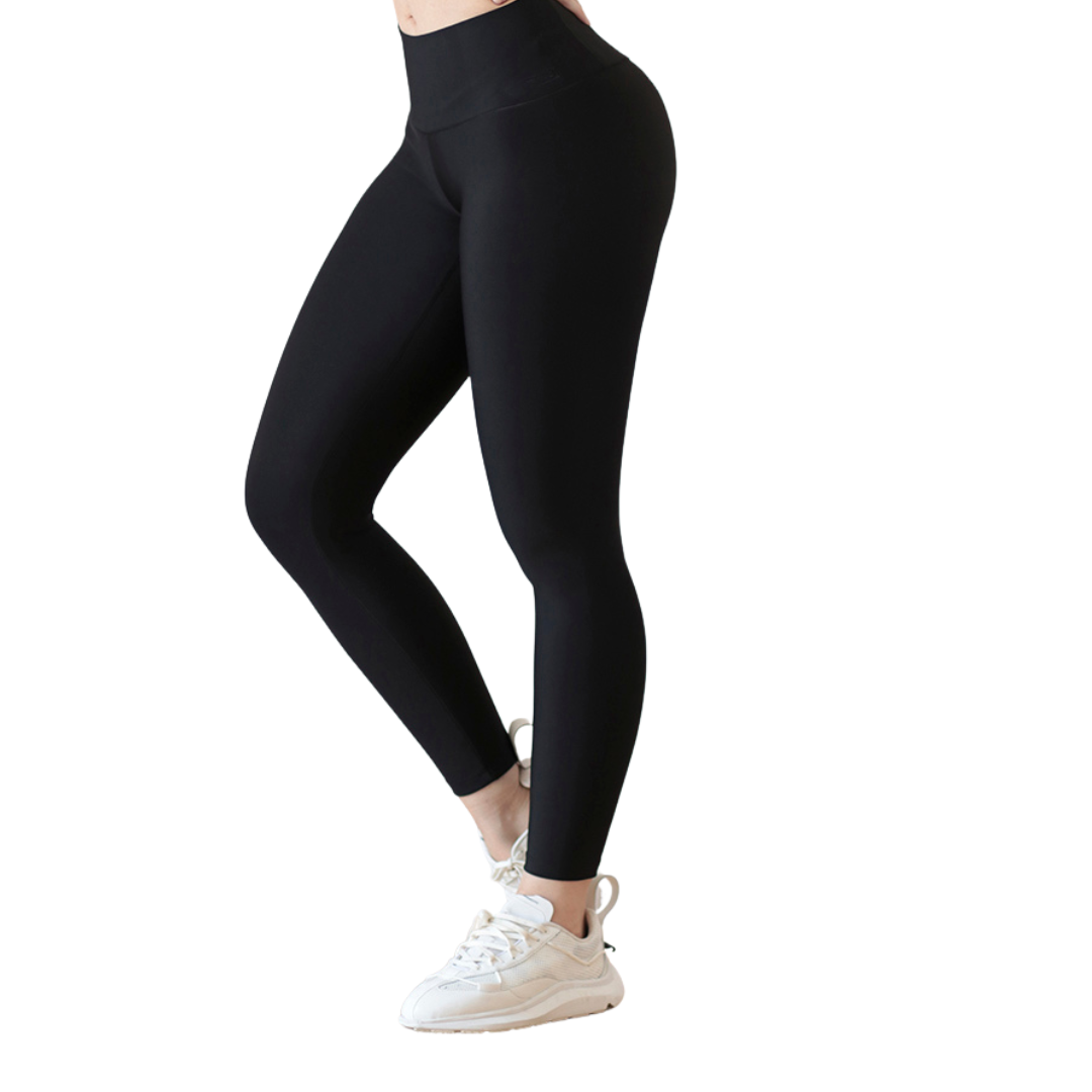 Leggings deportivos supplex para mujer, efecto push up con cintura alta, textil lycra transpirable con acabado liso. Color negro | Adriana Olimpo