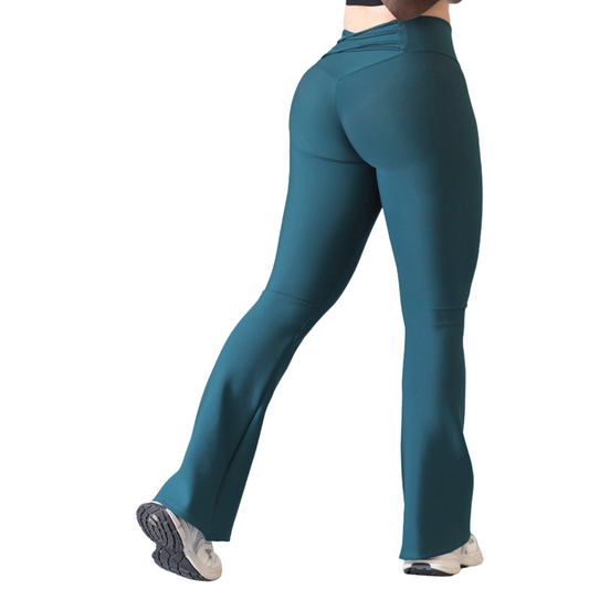 Leggings Deportivos para Mujer Fitness: Efecto Push Up, Cintura Alta, Textil Lycra Transpirable con Acabado Liso, Color Turquesa Tresa | Adriana Olimpo