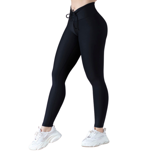 Leggings Deportivos para Mujer Fitness: Efecto Básico, Cintura Alta, Textil Lycra Transpirable con Acabado Liso, Color Negro | Adriana Olimpo