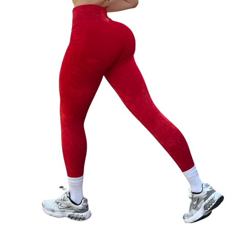 Leggings Burbuja + Push Up | Seamless Compresión - Rojo Deslavado