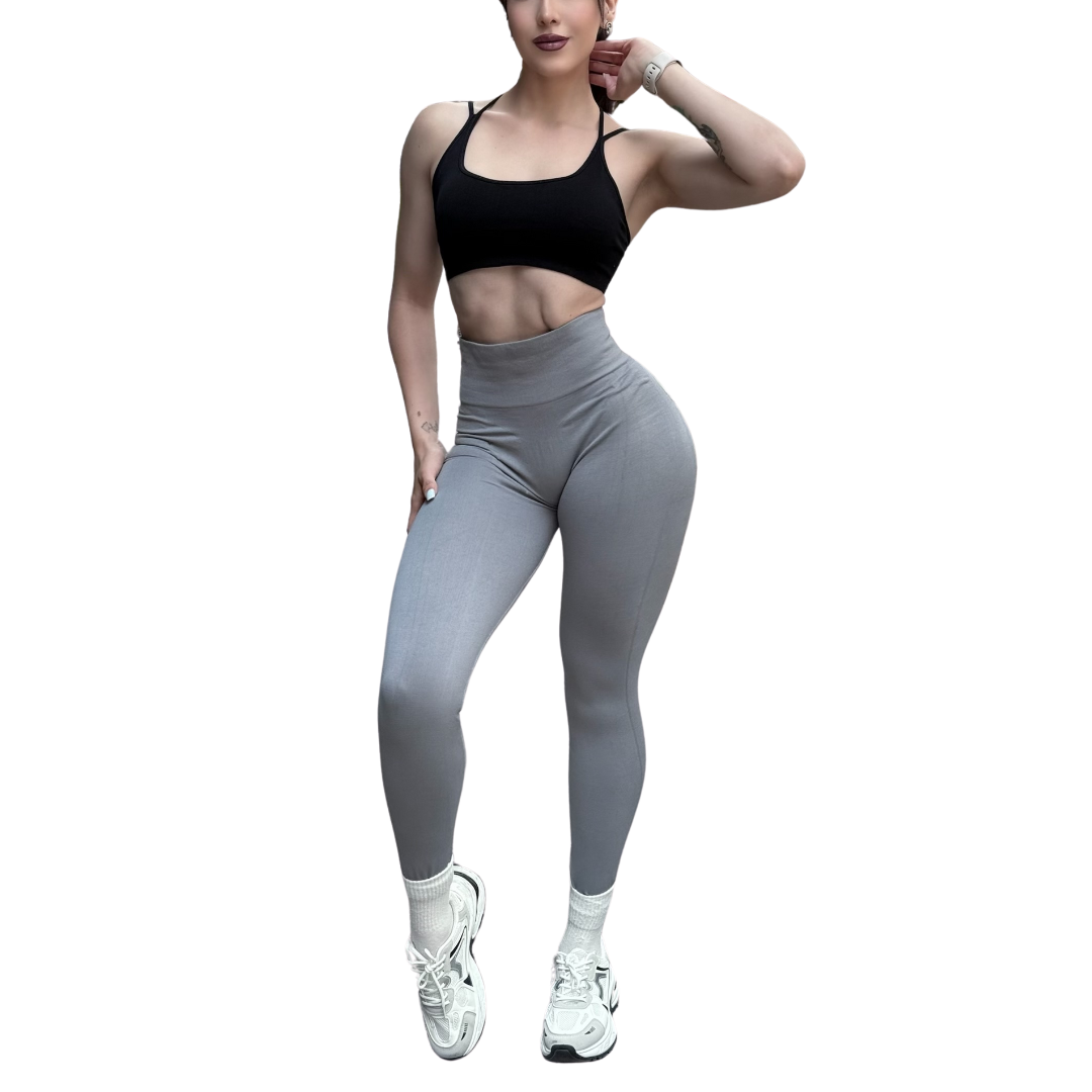Leggings Burbuja + Push Up | Seamless Compresión - gris plata