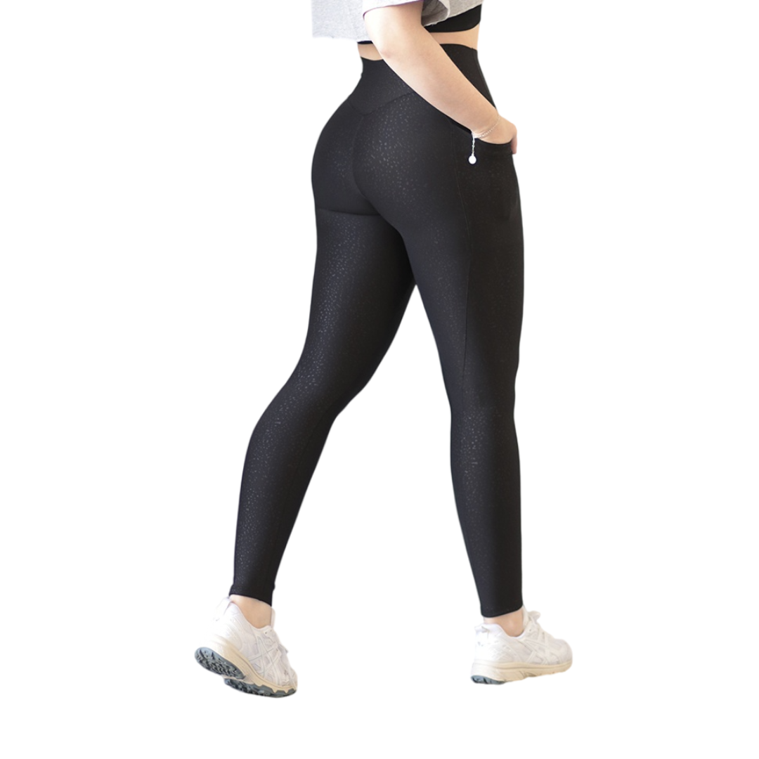 Leggings básico con bolsillos | Supplex Stretch, Relieves Sond - Negra