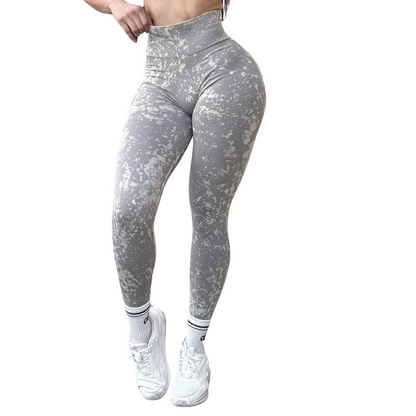 Leggings Deportivos para Mujer Fitness: Seamless Efecto Push Up, Cintura Alta, Textil Tejido Liso Suave Transpirable , Color Gris Moteado | Adriana Olimpo