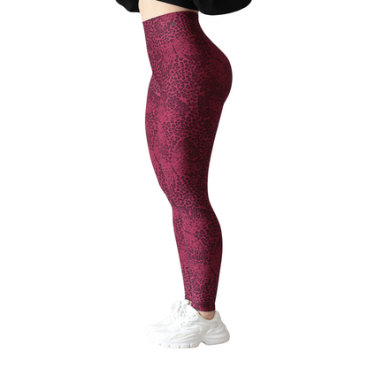 Leggings deportivos supplex para mujer, efecto push up con cintura alta, textil lycra transpirable con acabado liso mariposas. Color tinta | Adriana Olimpo