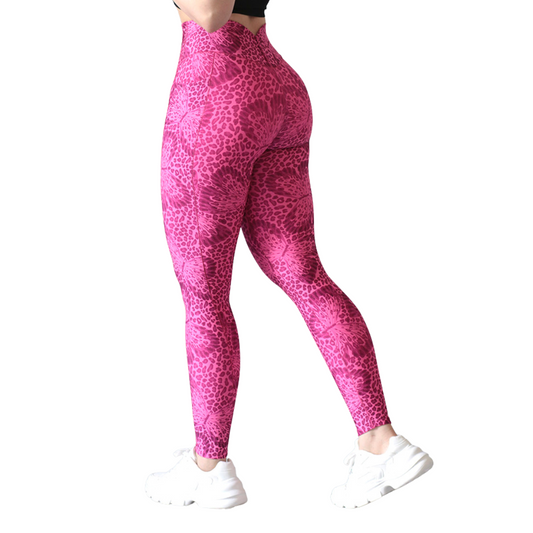 Leggings deportivos supplex para mujer, efecto básico con cintura alta, textil lycra transpirable con acabado liso. Color rosa | Adriana Olimpo