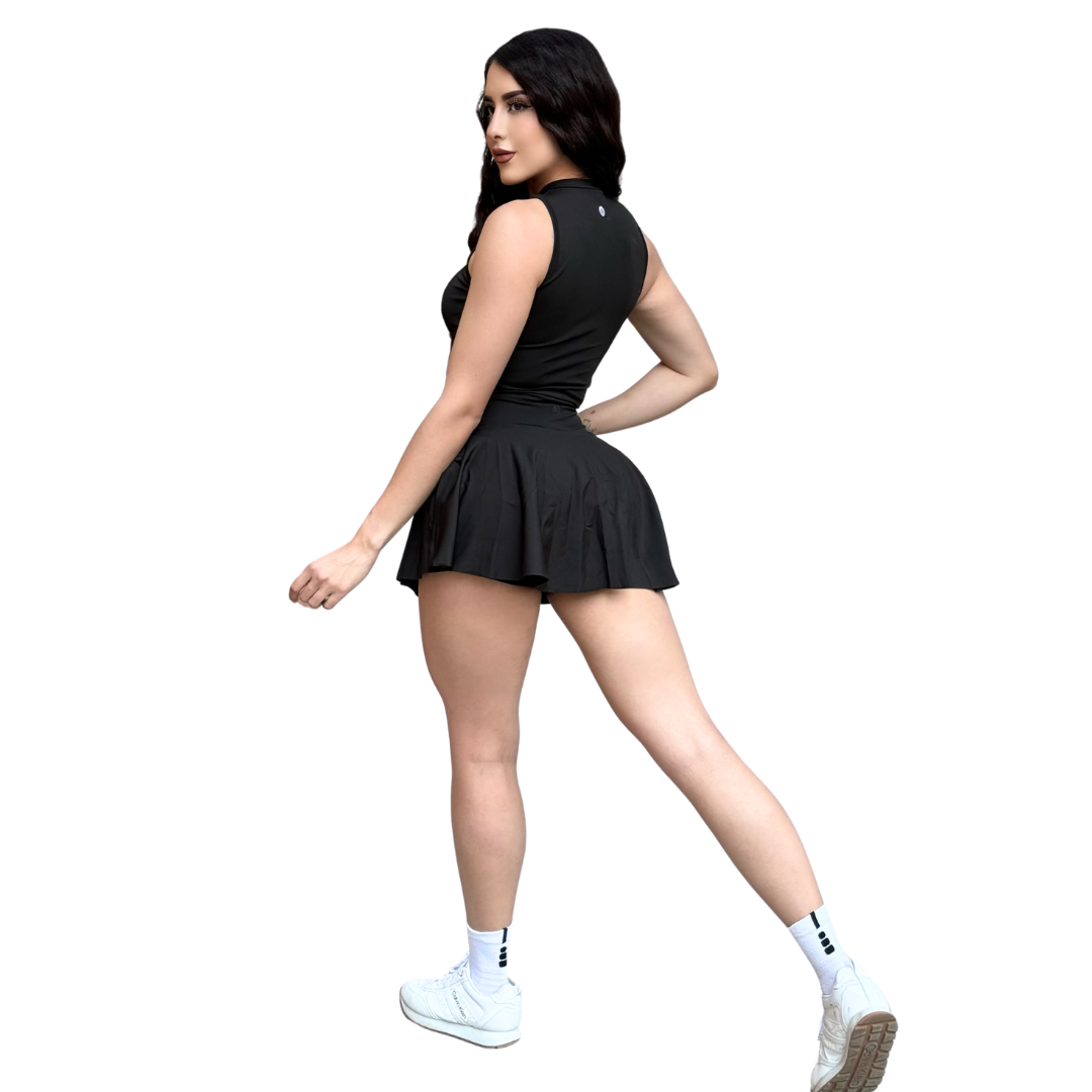 Falda Short Deportiva para Mujer Fitness: Con Lazo, Textil Lycra Transpirable con Acabado Liso, Negro | Adriana Olimpo 🖤