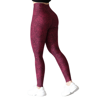 Leggings deportivos supplex para mujer, efecto push up con cintura alta, textil lycra transpirable con acabado liso mariposas. Color tinta | Adriana Olimpo