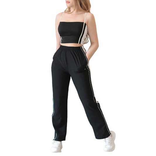 Set Deportivos supplex para Mujer Fitness: Cintura Alta,  Textil Lycra Transpirable con Acabado Liso, Color negro | Adriana Olimpo