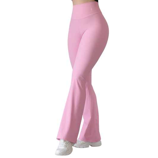 Leggings deportivos supplex para mujer, efecto básico con cintura alta, textil lycra transpirable con relieves de líneas. Color silver-rosa | Adriana Olimpo