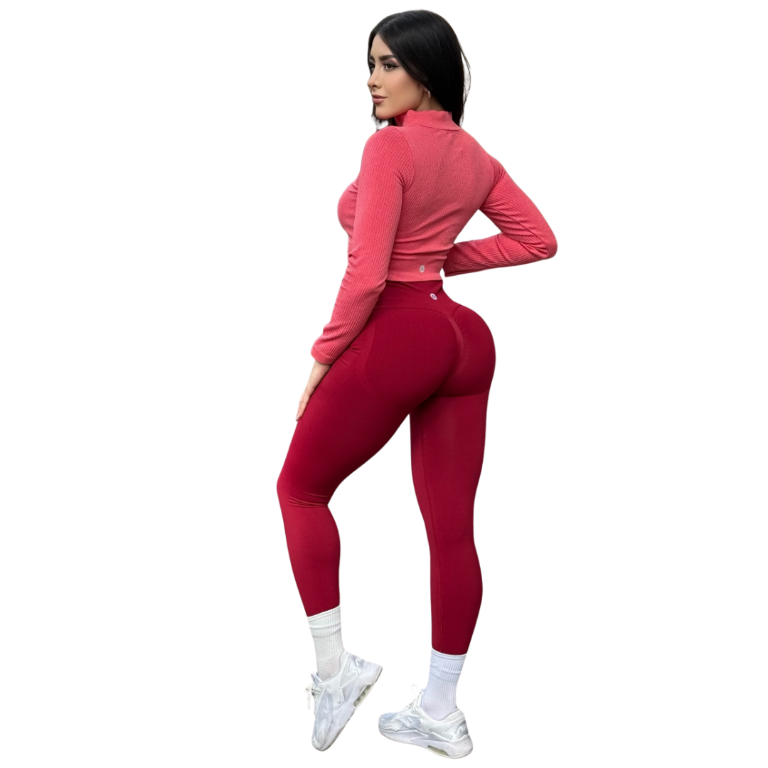 Chamarra deportiva manga larga | Transpirable, Relieves – Rojo Cereza