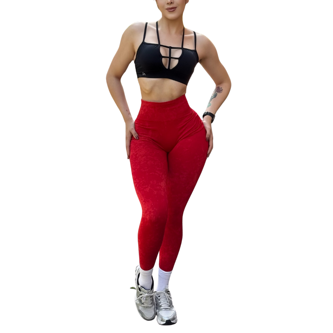 Leggings Burbuja + Push Up | Seamless Compresión - Rojo Deslavado