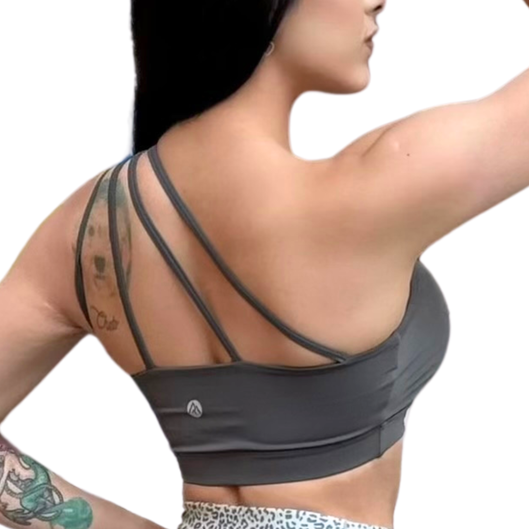 Top con copas | Alto Impacto, Liso –  Gris Luna