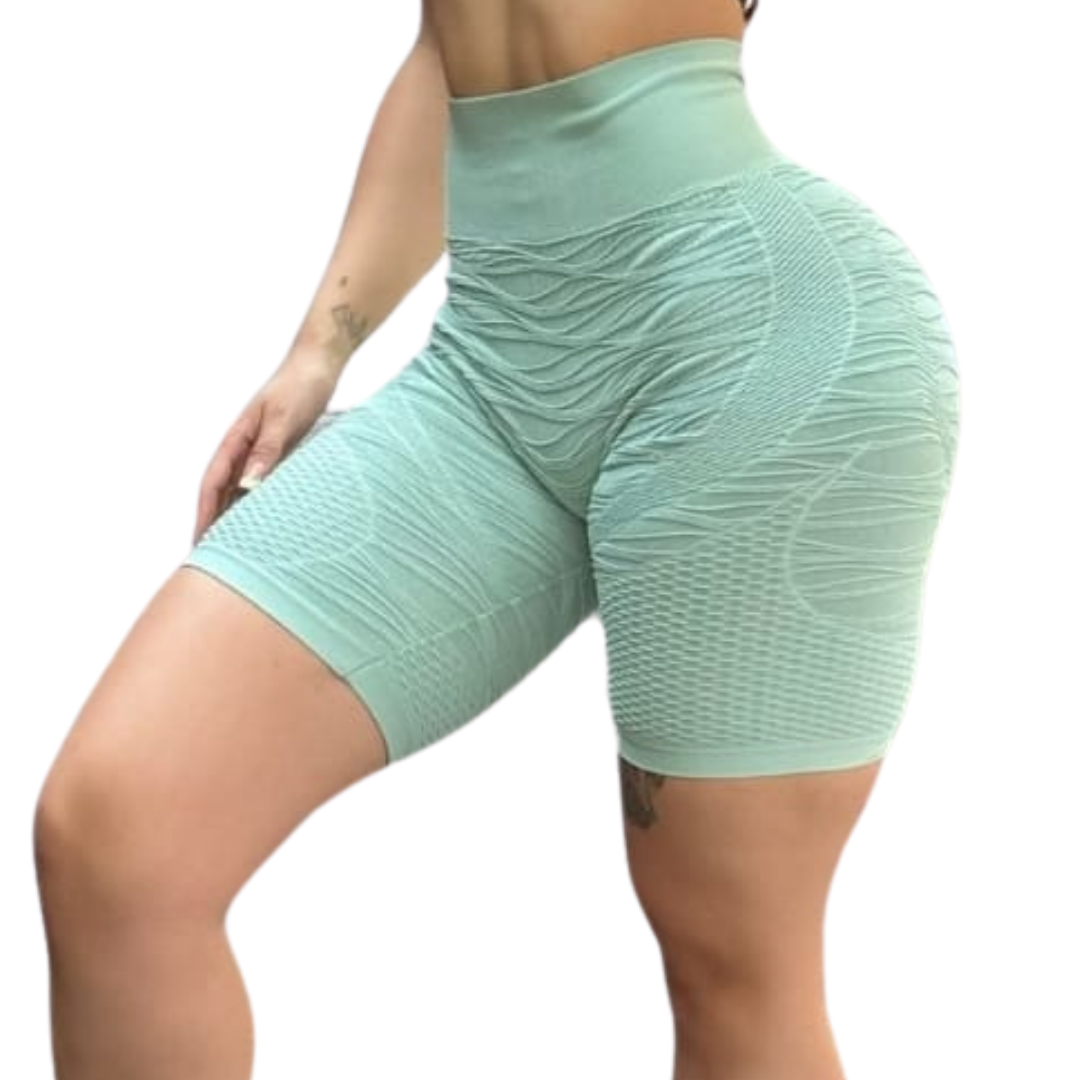 Short Biker Deportivos para Mujer Fitness: Efecto Push Up, Cintura Alta, Textil Lycra Transpirable Acabado Scrunch, Texturizado | Adriana Olimpo