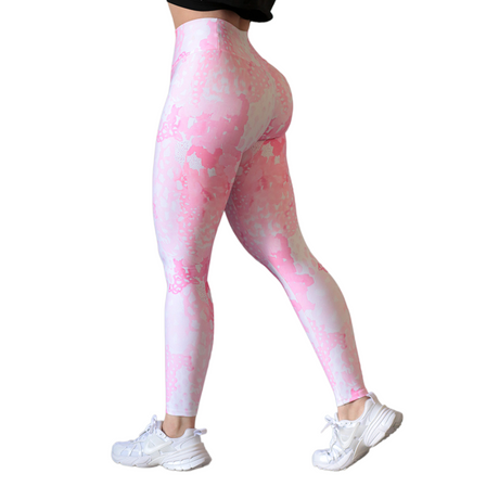 Leggings push up | Supplex Stretch, Liso – blanco & rosa
