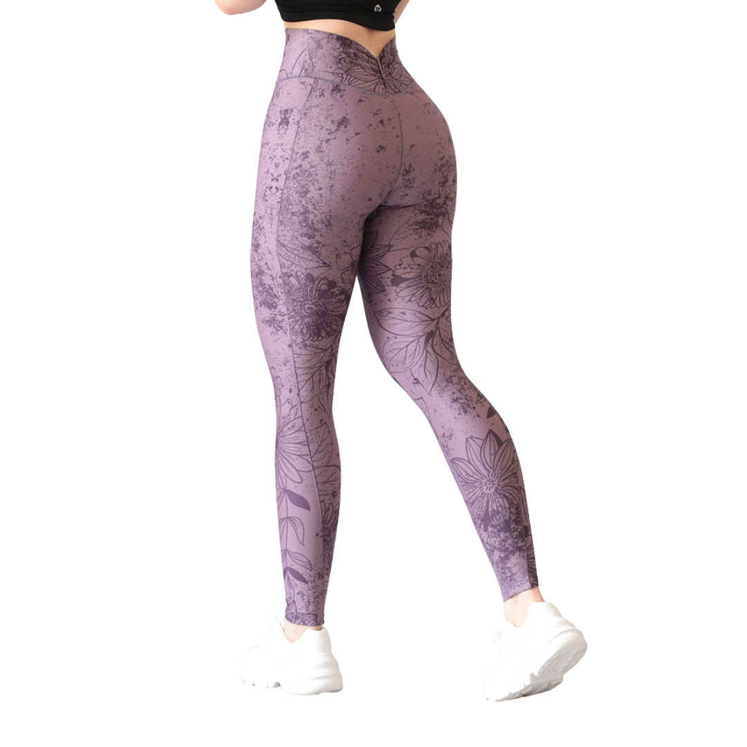 Leggings deportivos supplex para mujer, efecto básico con cintura alta, bolsillos laterales y textil lycra transpirable con acabado liso. Color  oalo de rosa | Adriana Olimpo