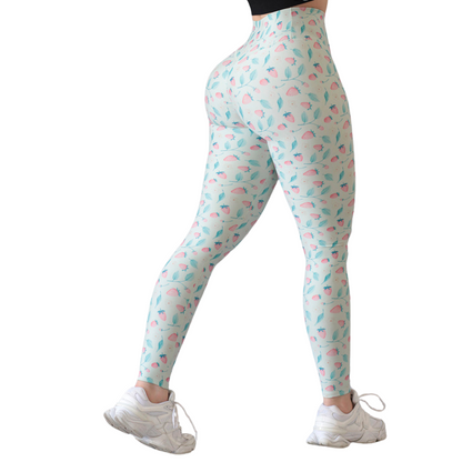 Leggings Deportivos para Mujer Fitness: Efecto Push Up, Cintura Alta, Textil Lycra Transpirable con Acabado Liso Fresitas, Color Aqua´s | Adriana Olimpo