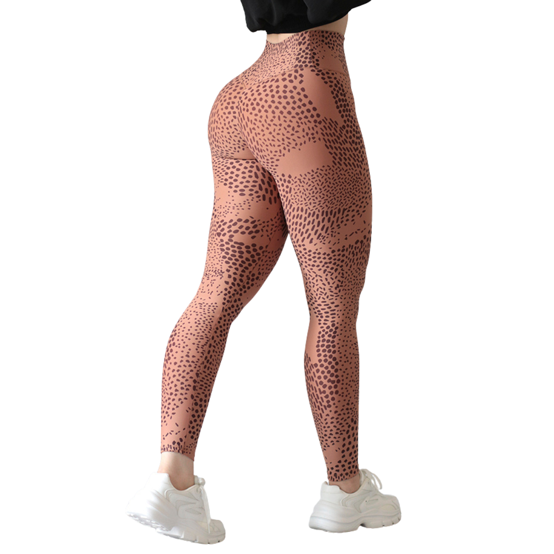 Leggings deportivos supplex para mujer, efecto push up con cintura alta, textil lycra transpirable con acabado liso. Color tangerine | Adriana Olimpo