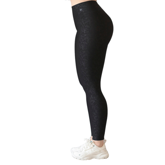 Leggings Deportivos para Mujer Fitness:  Efecto Push Up, Cintura Alta, Textil Lycra Transpirable con Relieves Rang, Color Negro | Adriana Olimpo