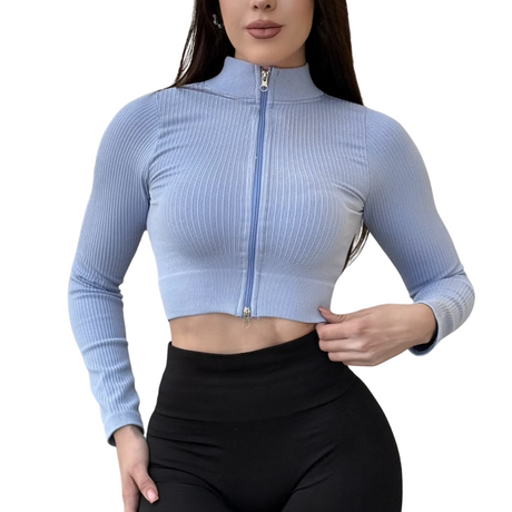 Chamarra deportiva manga larga | Transpirable, Relieves – Baby Blue