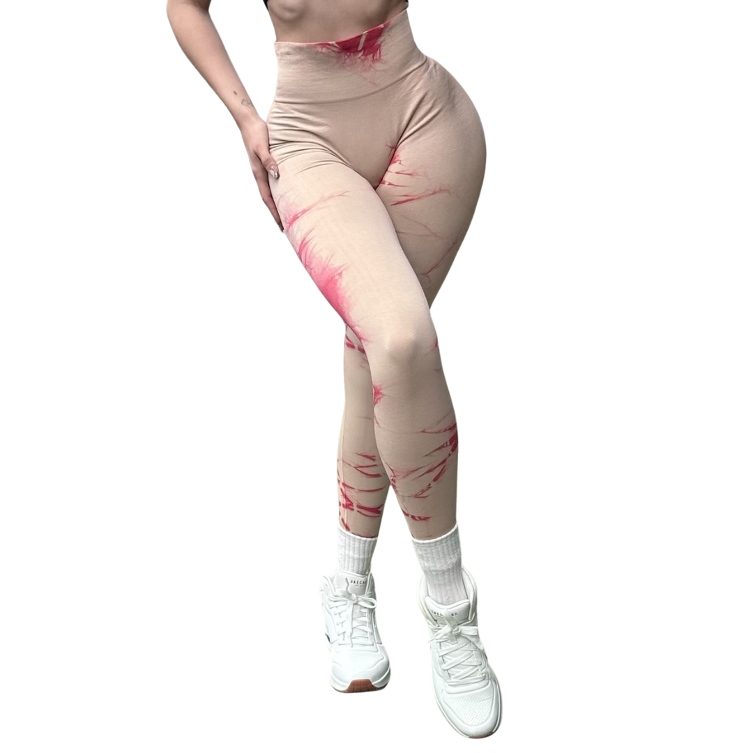 🔸 Leggings Burbuja + Push Up | Seamless Compresión – Beige y Rosa