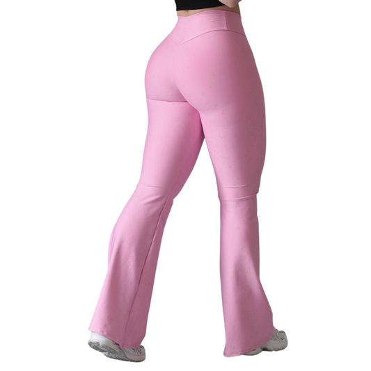 Leggings Deportivos para Mujer Fitness:  Efecto Push Up, Cintura Alta, Textil Lycra Transpirable con Destellos Reflectantes✨ y Relieves Splash, Color Rosa | Adriana Olimpo