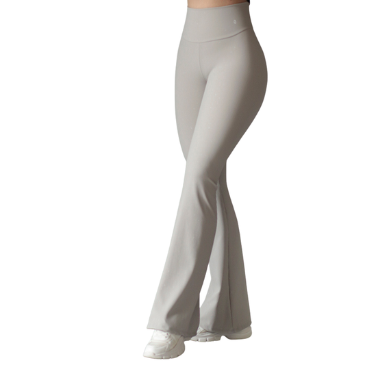 Leggings deportivos supplex para mujer, efecto básico con cintura alta, textil lycra transpirable con relieves de líneas. Color silver-gris | Adriana Olimpo