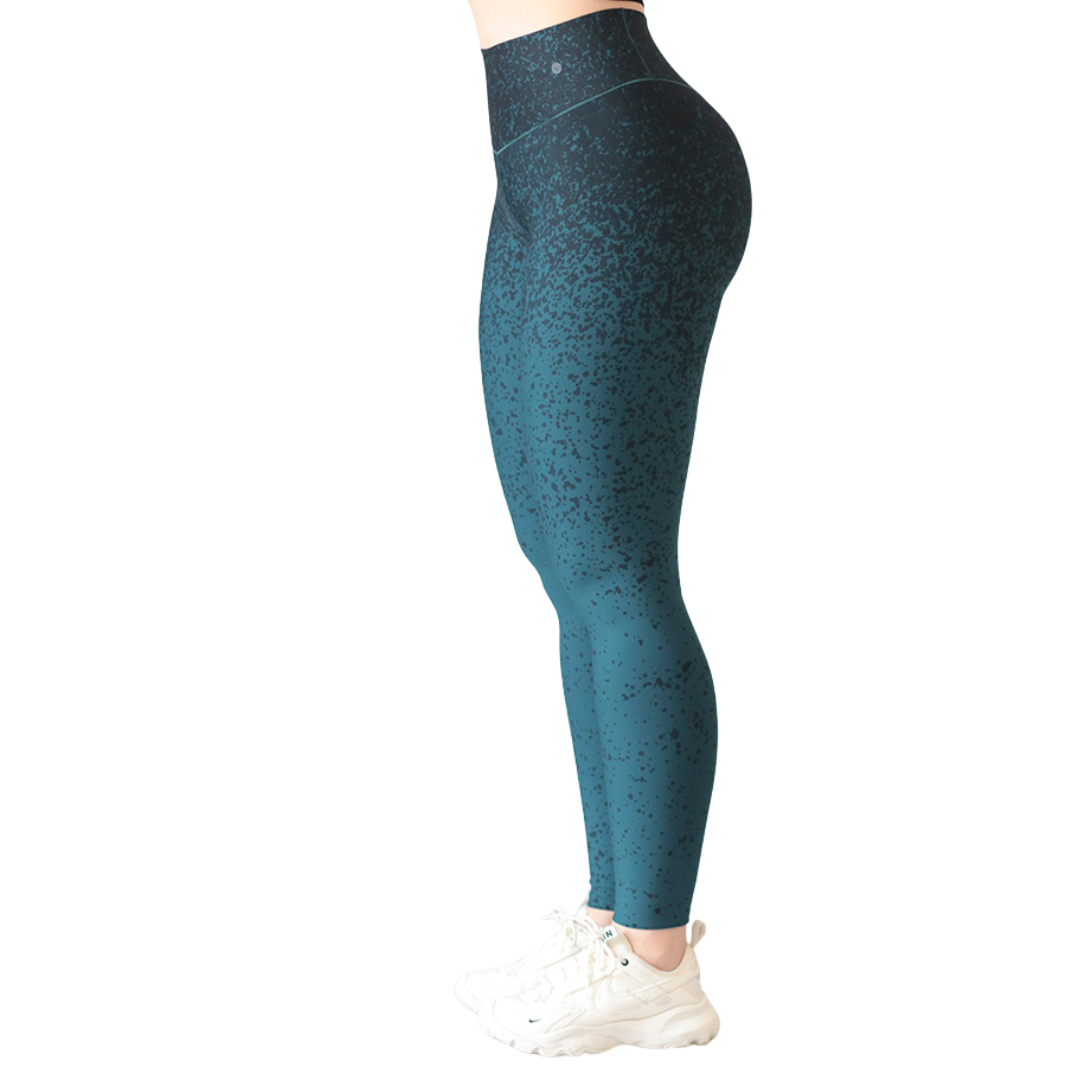 Leggings Deportivos para Mujer Fitness: Efecto Push Up, Cintura Alta, Textil Lycra Transpirable con Acabado Liso Puntitos Degradado, Color Azul | Adriana Olimpo