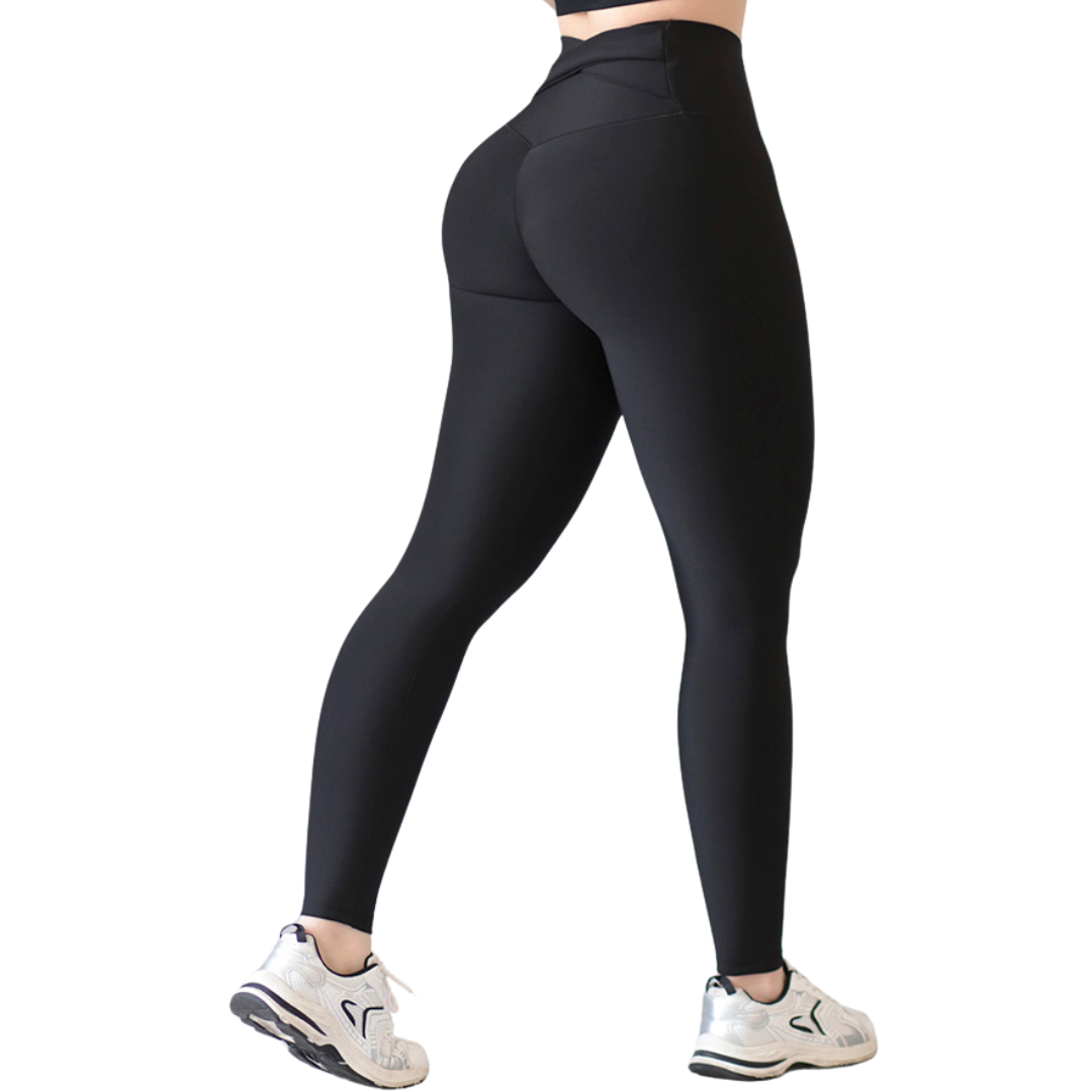Leggings Deportivos para Mujer Fitness: Efecto Push Up, Cintura Alta, Textil Lycra Transpirable con Acabado Liso, Color Negro | Adriana Olimpo