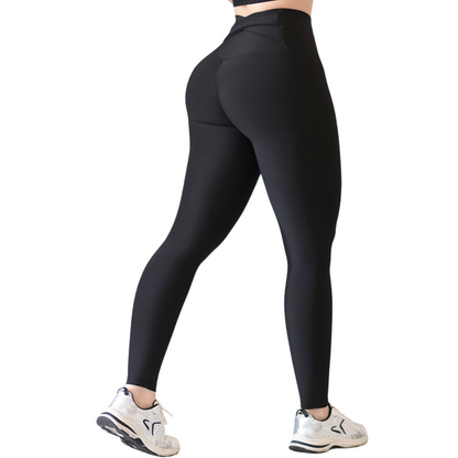 Leggings Deportivos para Mujer Fitness: Efecto Push Up, Cintura Alta, Textil Lycra Transpirable con Acabado Liso, Color Negro | Adriana Olimpo