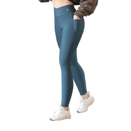 Leggings básico con bolsillos | Supplex Stretch, Liso – Azúl