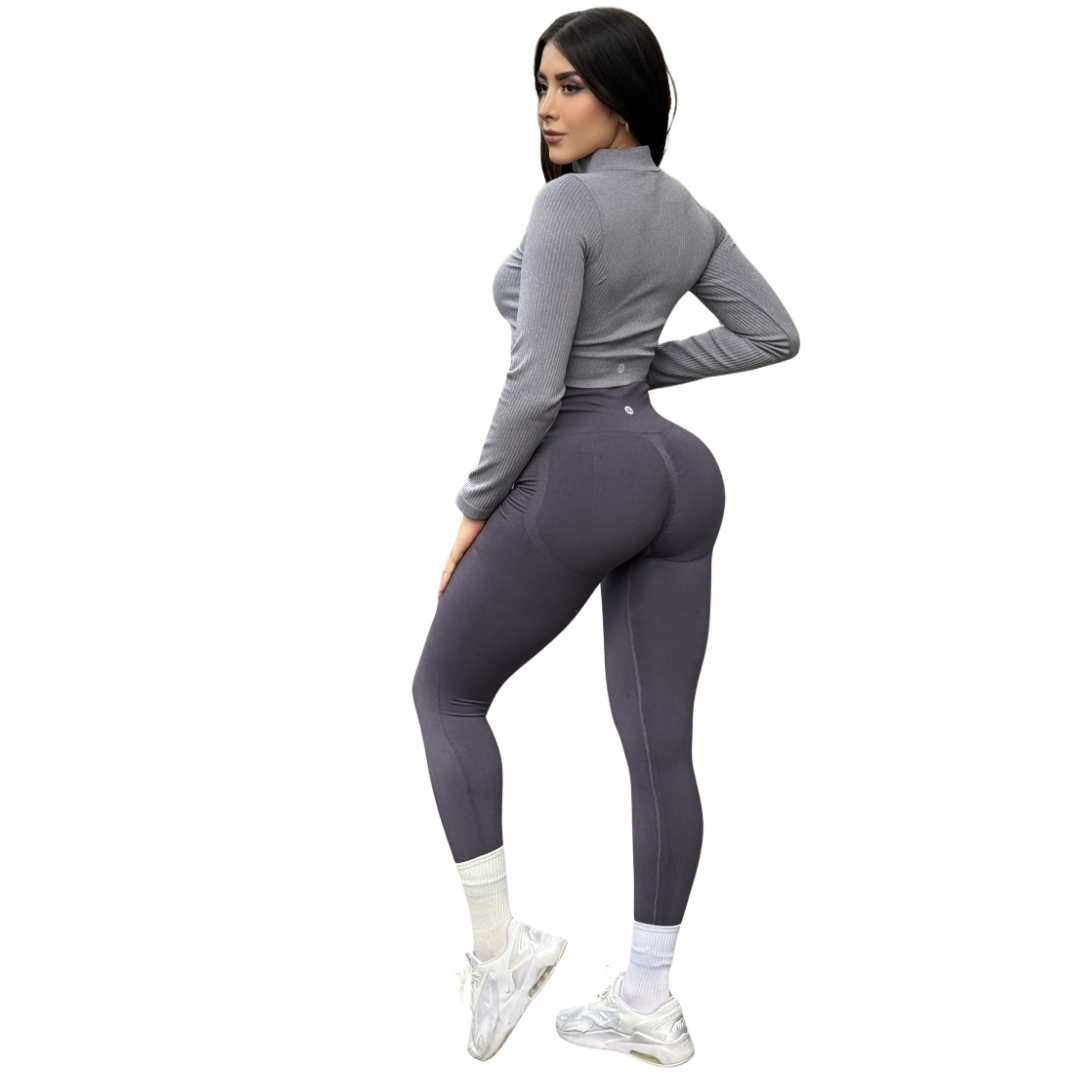 Chamarra deportiva manga larga | Transpirable, Relieves – Gris Luna