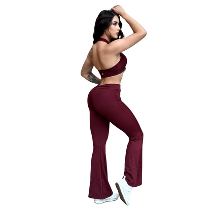 Top para Mujer Fitness: Twist Alto Impacto, Textil Liso, Transpirable, Color Tinto | Adriana Olimpo